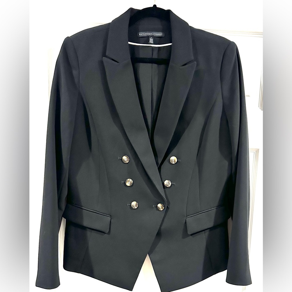 WHBM Black Blazer with Faux Tortoise Buttons